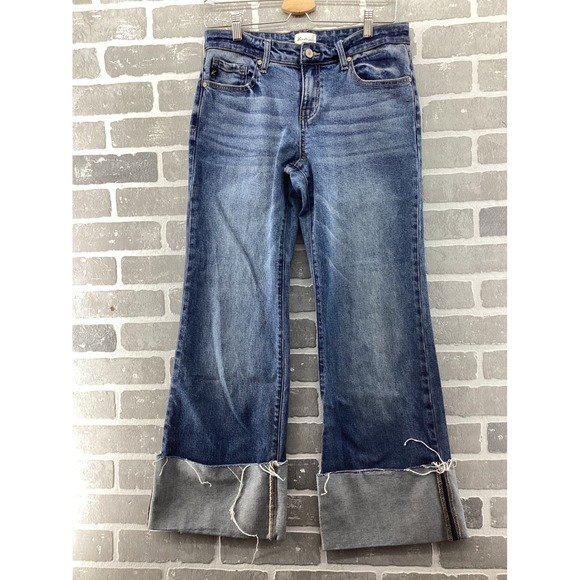 KanCan Denim - KanCan Wide Leg Cuffed Jeans Medium Wash Raw Hem KC78033D Womens 5/26